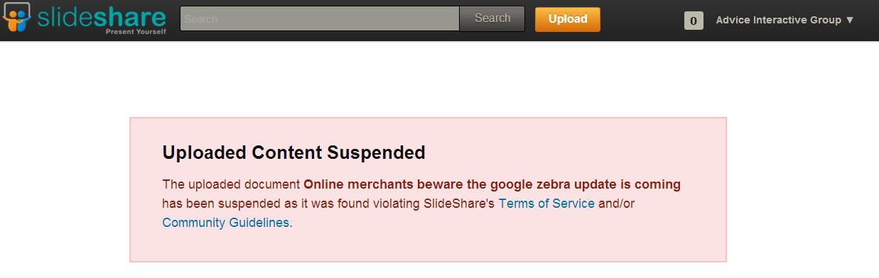 Uploaded Content Suspended